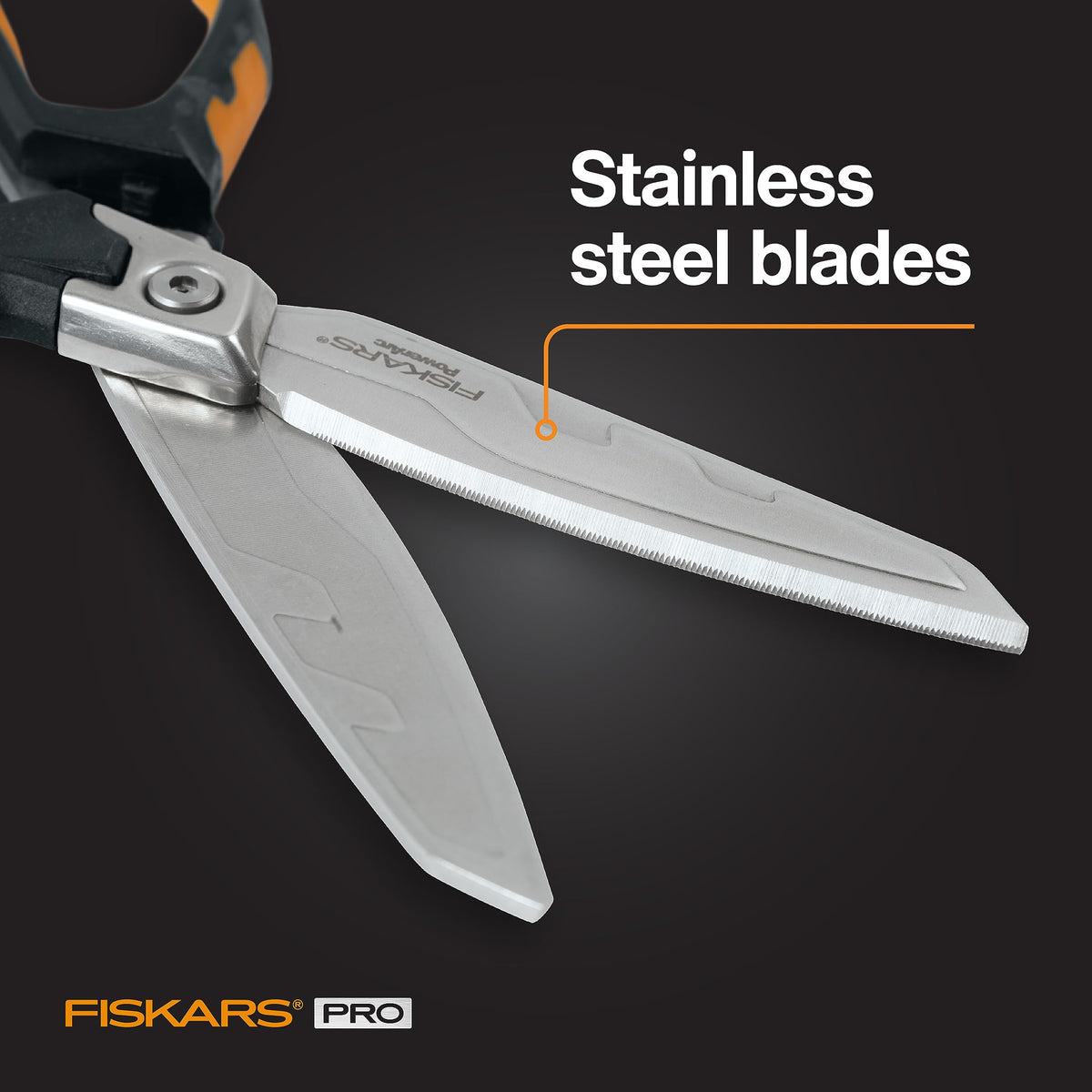 Fiskars Pro 8" PowerArc Shop Shears, Heavy Duty Serrated Utility Scissors 8" 1 Count