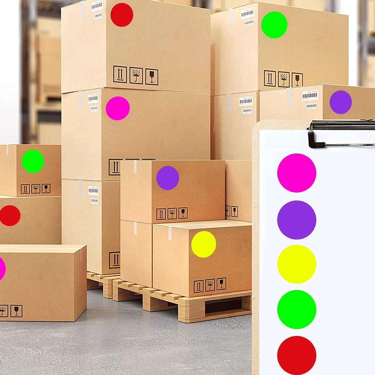 Fluorescent Green 2" Color Coding Labels for Warehouse Classroom Office