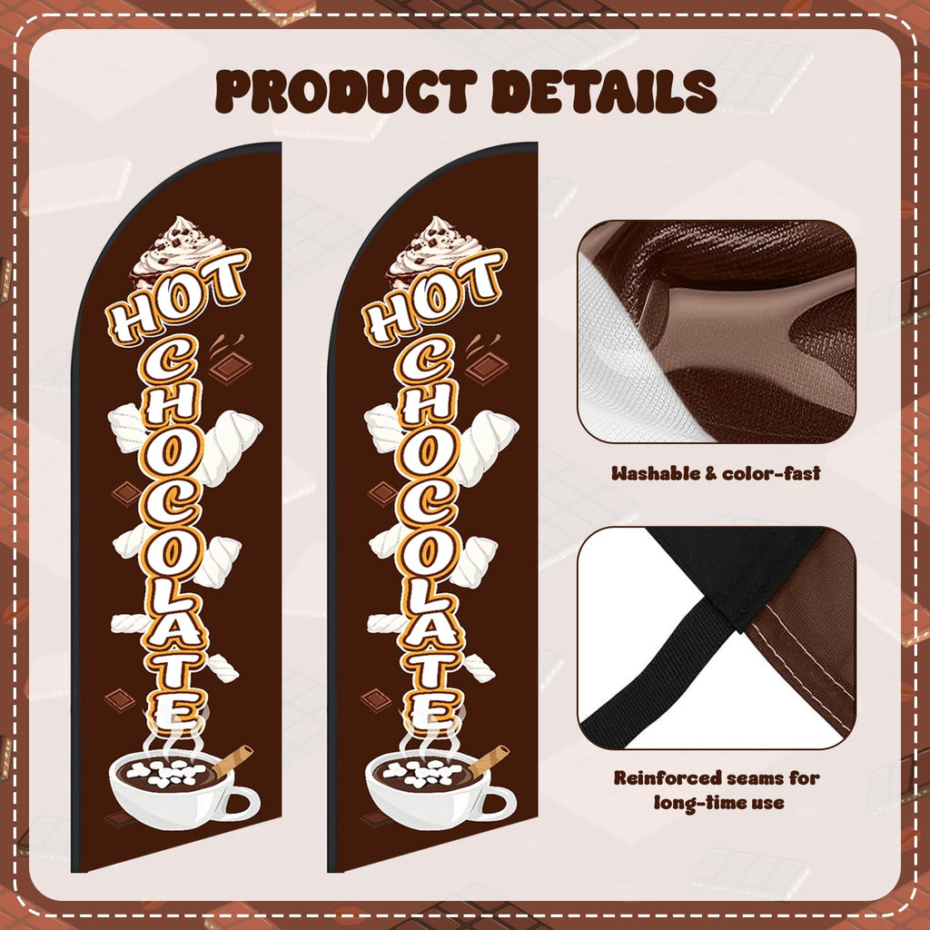 2 Pcs 11.2 FT Hot Chocolate Feather Flag Hot Chocolate Swooper Flag Only