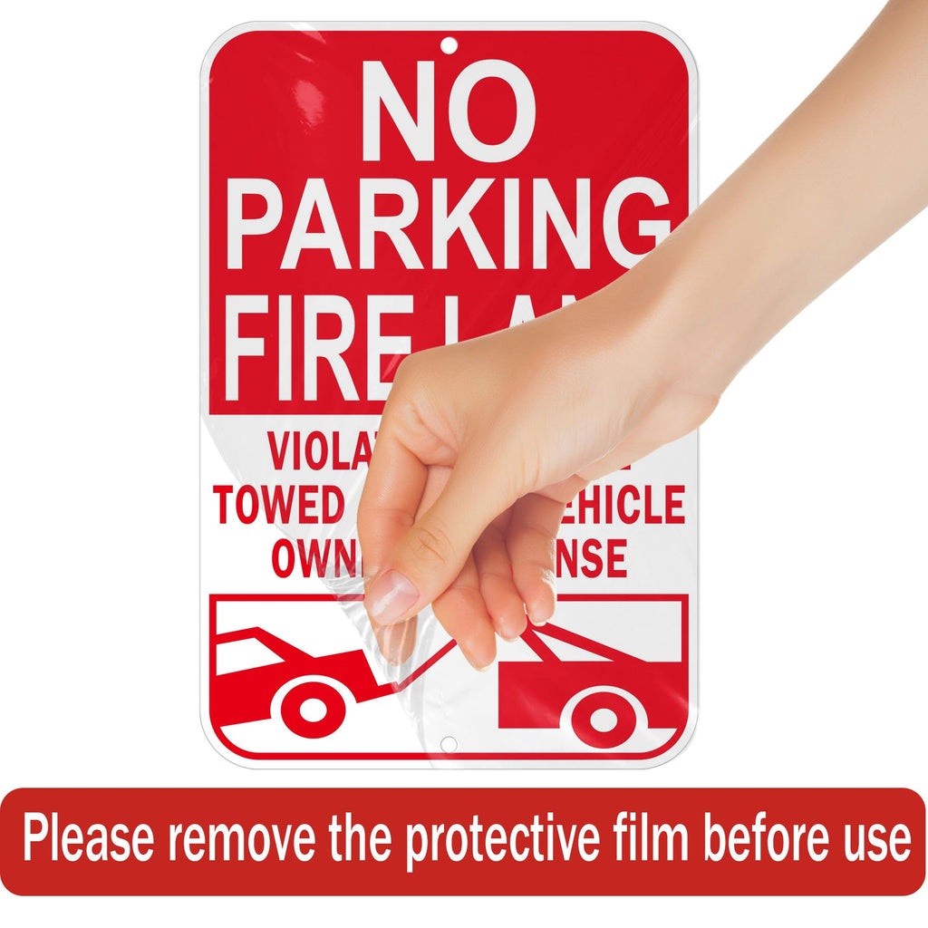No Parking Fire Lane Sign, Reflective Aluminum, 12 x 18 Inches, Weather Resistant, UV Protected, Indoor Outdoor Use, 2 Pack Red - 2 Pack - 12" x 18" 01