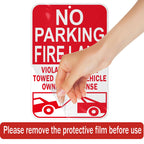 No Parking Fire Lane Sign, Reflective Aluminum, 12 x 18 Inches, Weather Resistant, UV Protected, Indoor Outdoor Use, 2 Pack Red - 2 Pack - 12" x 18" 01