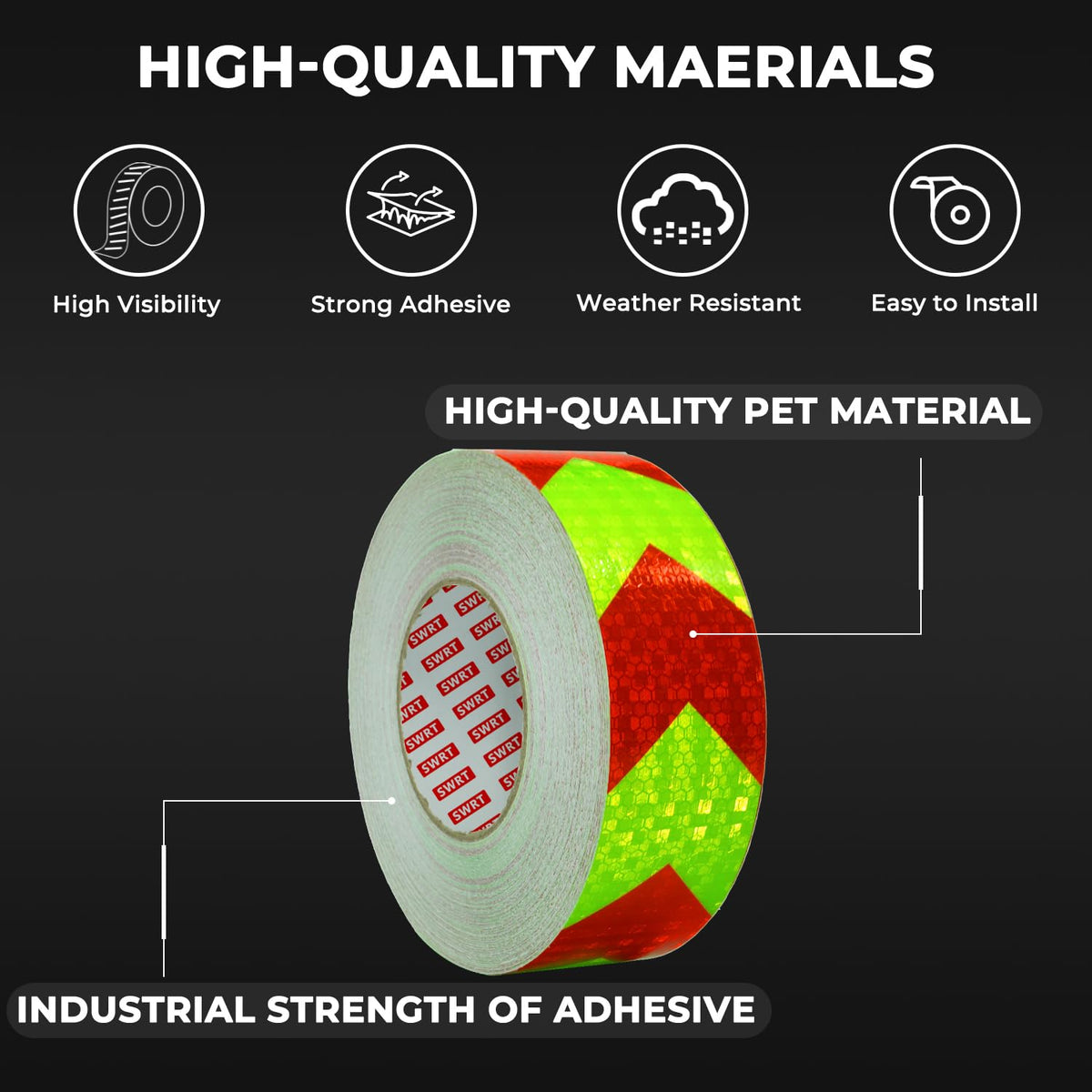 SWRT Reflective Tape Outdoor Waterproof, 2" x 30 FT Red & Green Reflective, Shining Star Heavy Duty Strong Adhesive Hazard Caution Safety Warning Conspicuity Tape for Trailer 2 Inch x 30FT