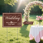 Wedding Direction Signs, 9-Piece Double-Sided Wedding This Way & Parking Sign Set with Stakes & Rods, Corrugated Plastic Yard Signs, Reversible Arrows for Outdoor Ceremony & Reception Wedding This Way Signs