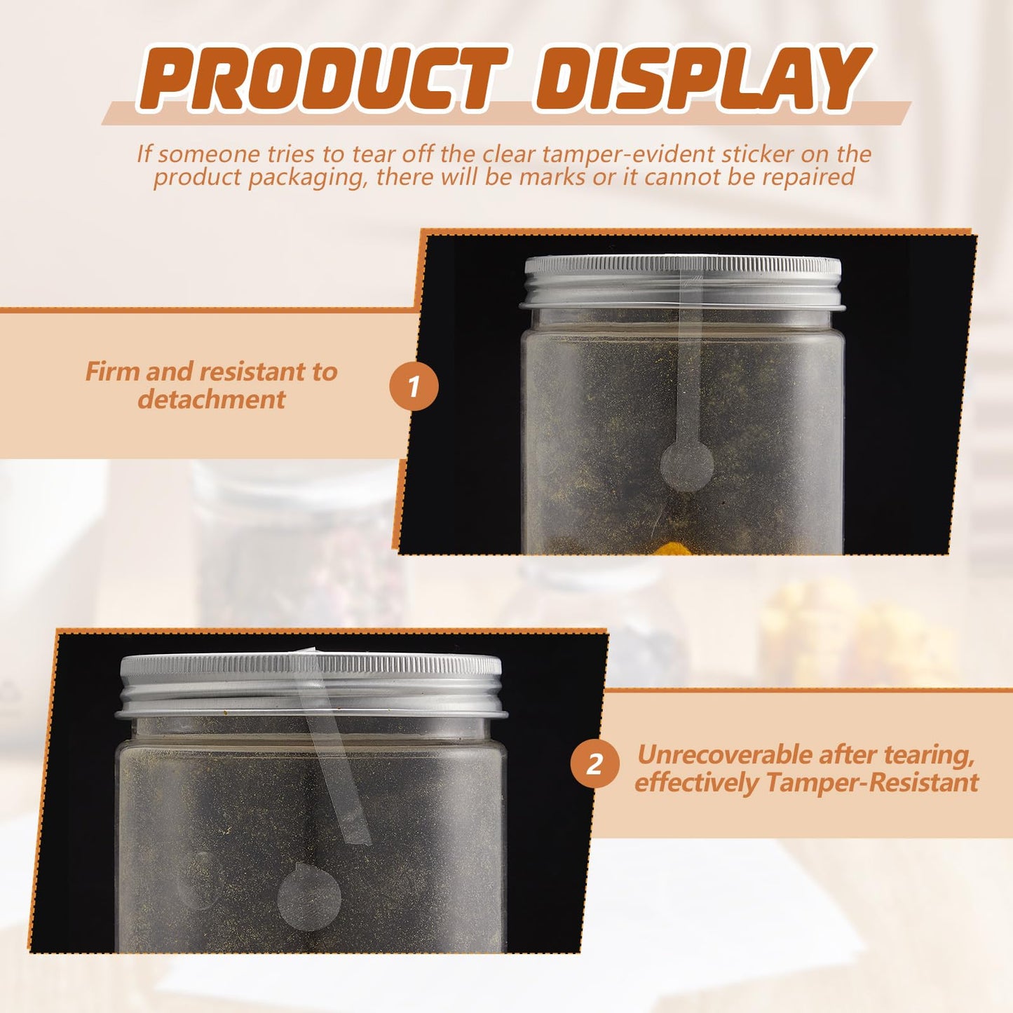 Fulmoon 100 Sheets 1000 Pcs Transparent Tamper Evident Labels 2.75 x 0.5 Inch Adhesive Clear Tamper Resistant Stickers Blank Proof Stickers for Packaging Sealing Food Drink Delivery Supply