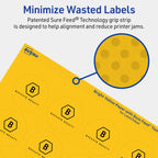 Avery Printable Round Labels, Sure Feed Technology, 1-2/3" Diameter, Bright Yellow Labels, Print-to-The-Edge, Laser/Inkjet Printable, 800 Total, Great for Stickers and Candles 800 Labels