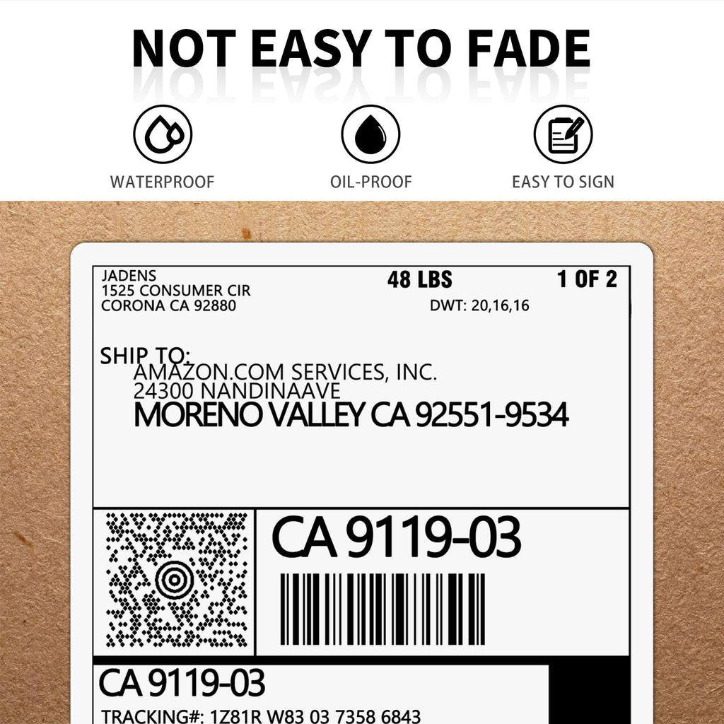 JADENS 6 Rolls Thermal Label Paper, 4×6'' Compatible with C10 white-6Rolls 4x6 inches