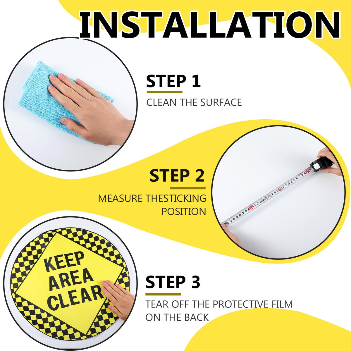Yexiya 5 Pcs Keep Area Clear Floor Sign Round