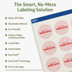 Avery Dissolvable Round Labels, Sure Feed Technology, 1-5/8" Diameter, Matte White, Print-to-The-Edge, Laser/Inkjet Printable, 200 Labels Total