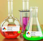 Industrial SDS stickers by Well Tile, chemical safety data labels, 1x3 inches, featuring write-in space for chemical identification.
