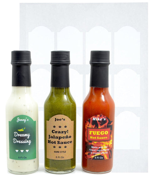 nicebottles Decorative Labels for Hot Sauce Bottles - 120 Blank Hot Sauce Labels, Perfect for 5oz Woozy