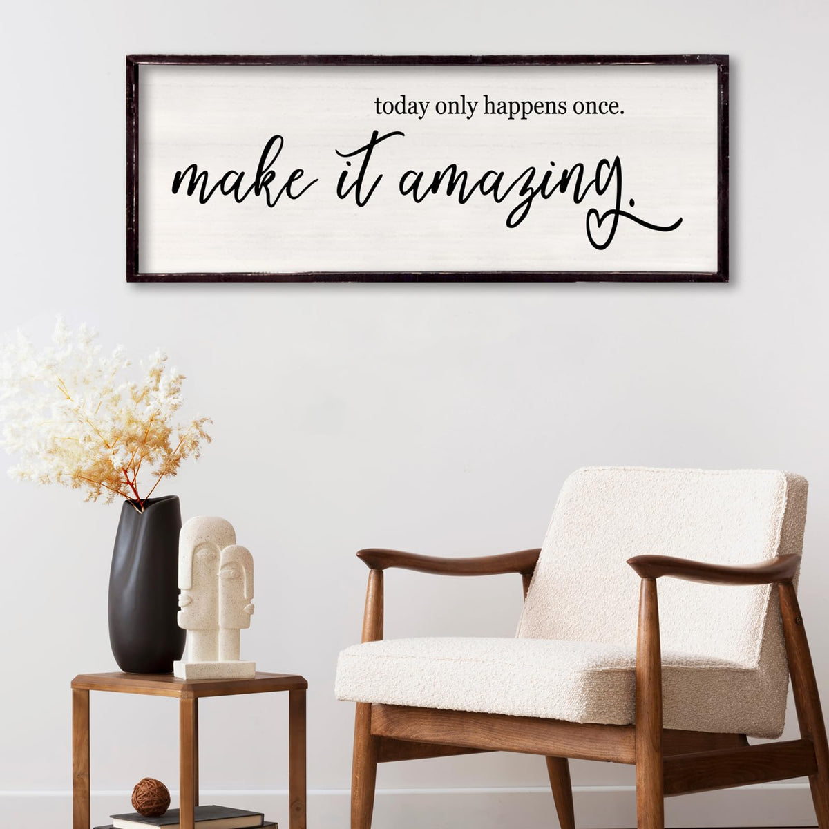 Foutcheou Today Only Happens Once Make It Amazing Sign 32''×12'' Black Today Only wall decor-Black 32"L x 12"W