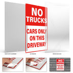 No Trucks Cars Only On This Driveway Sign 18 × 12 Inches