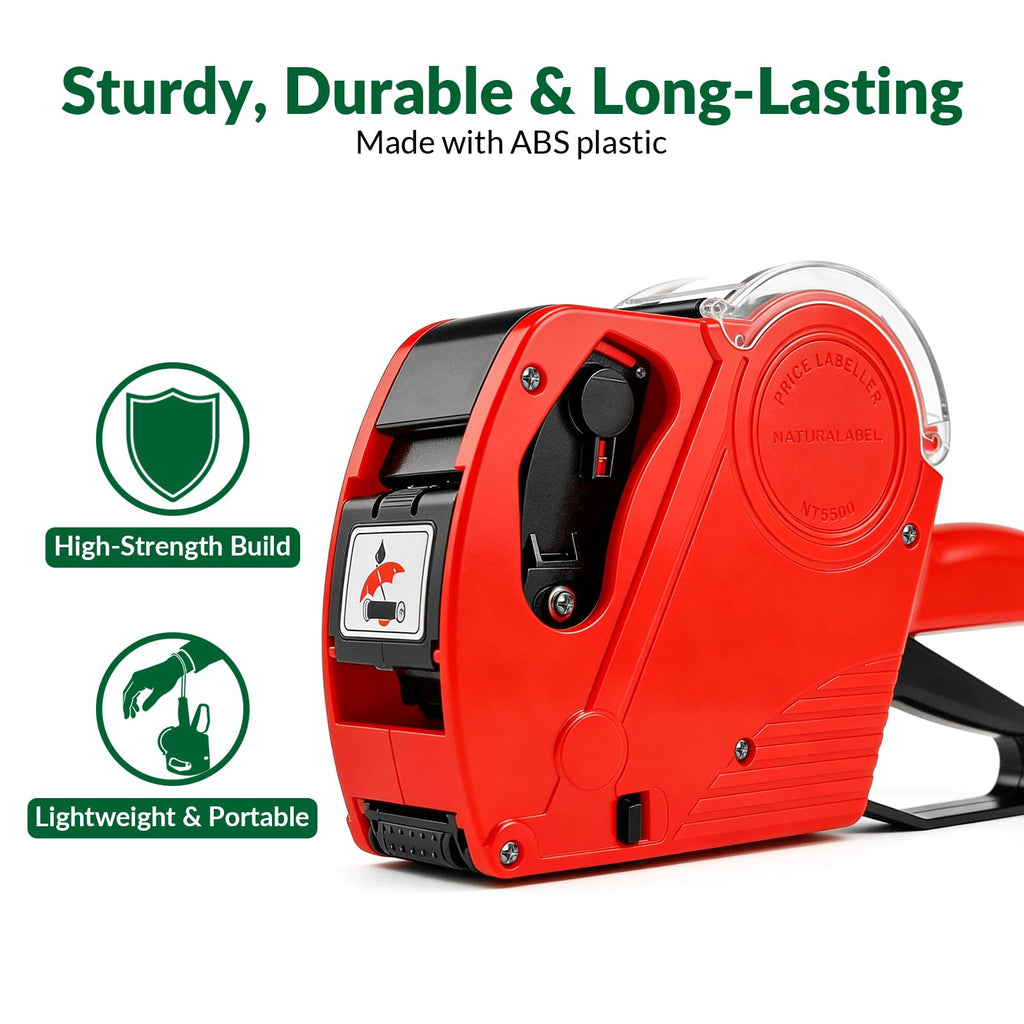 NATURALABEL 1-Line 8-Digit Price Gun Kit (Model NT5500, Red)