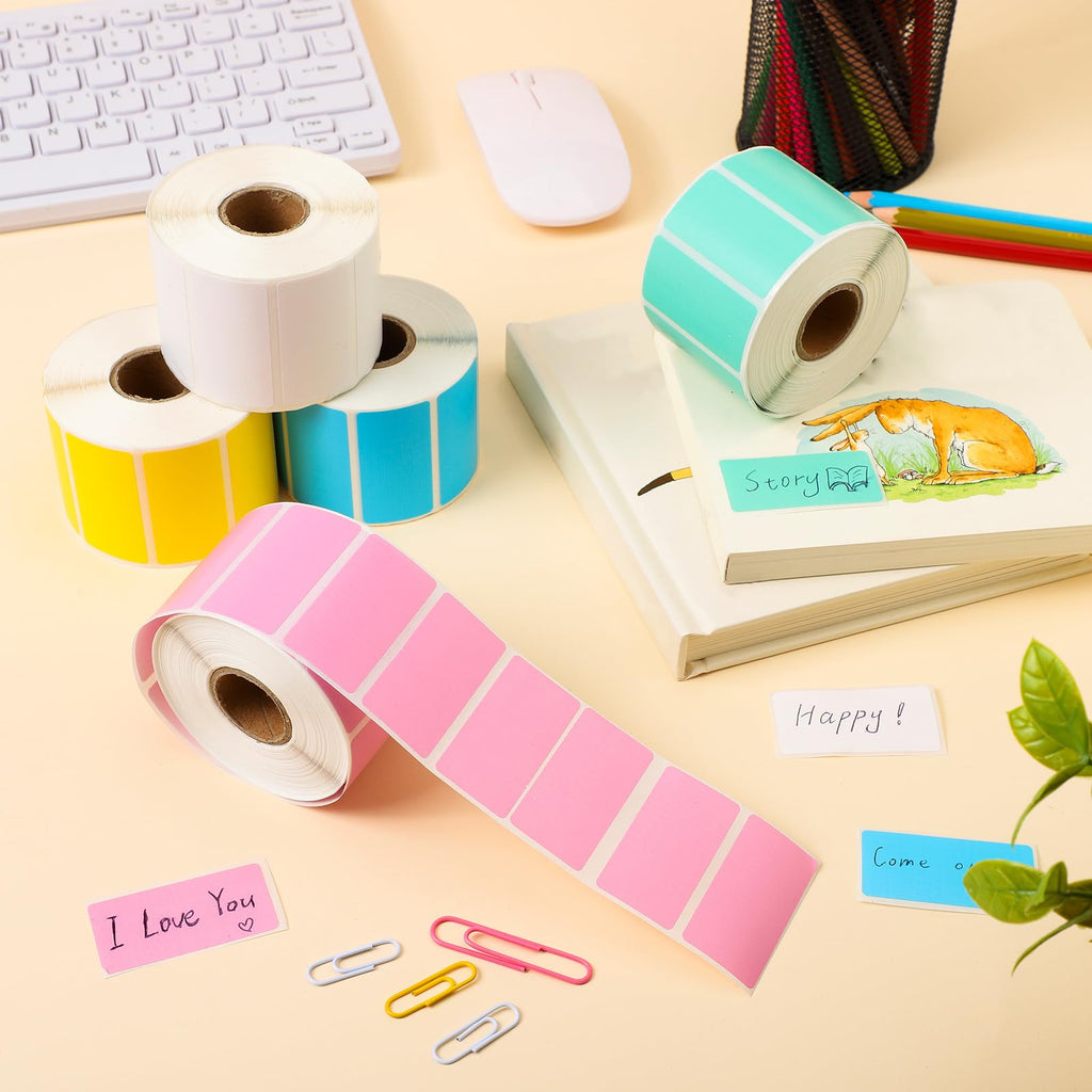 Ireer 5 Rolls Direct Thermal 2" x 1" Thermal Sticker Labels 5 Colors