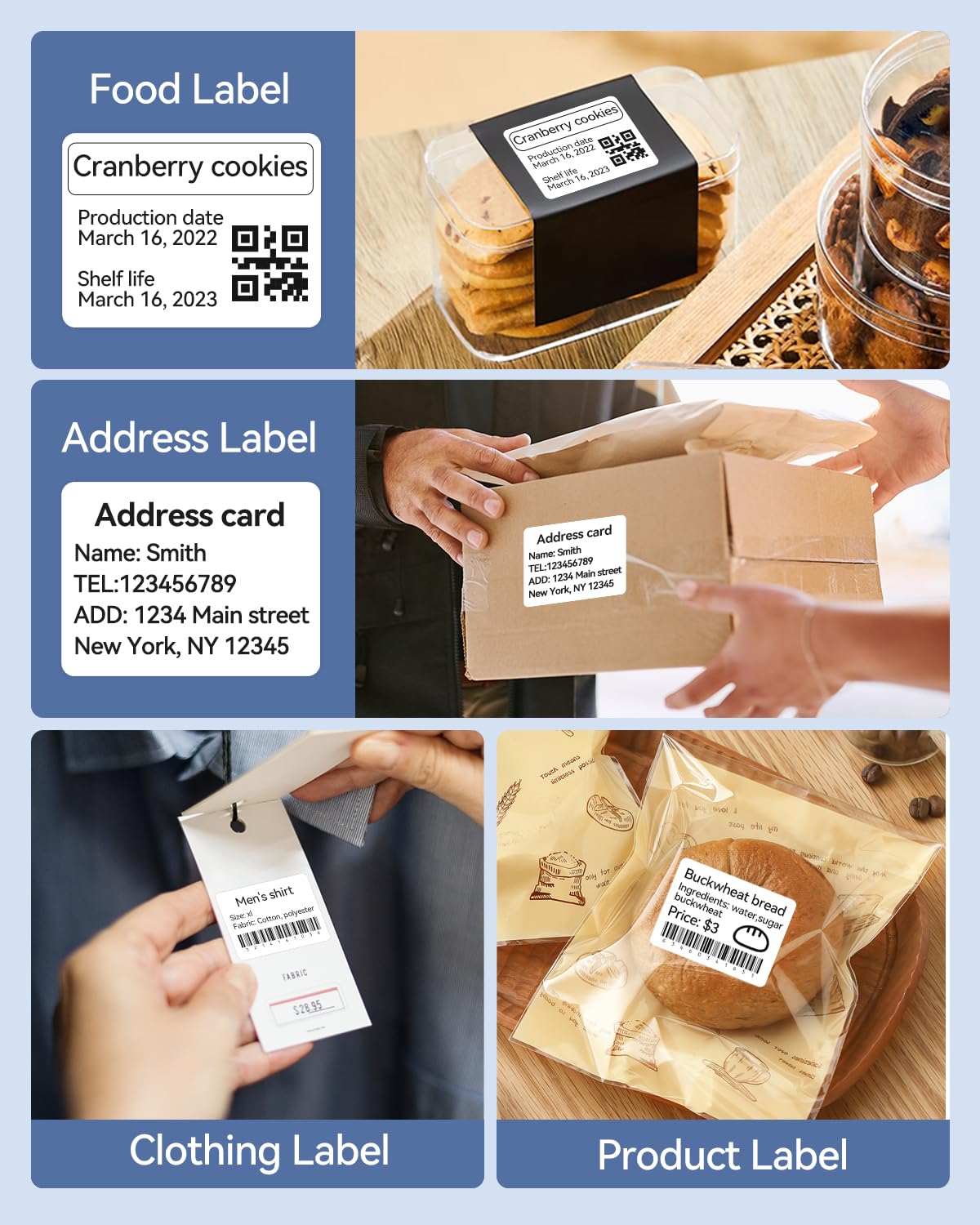 NIIMBOT Thermal Label Maker Paper 50×30 mm 230 Labels/Roll White 3Packs, for B1 B21 B31 B3S K3 Label Maker 3 ROLLS: 50×30mm White