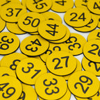 Plastic Number Tags Engraved Numbered Tags Without Hole (101-200, Yellow) 101-200
