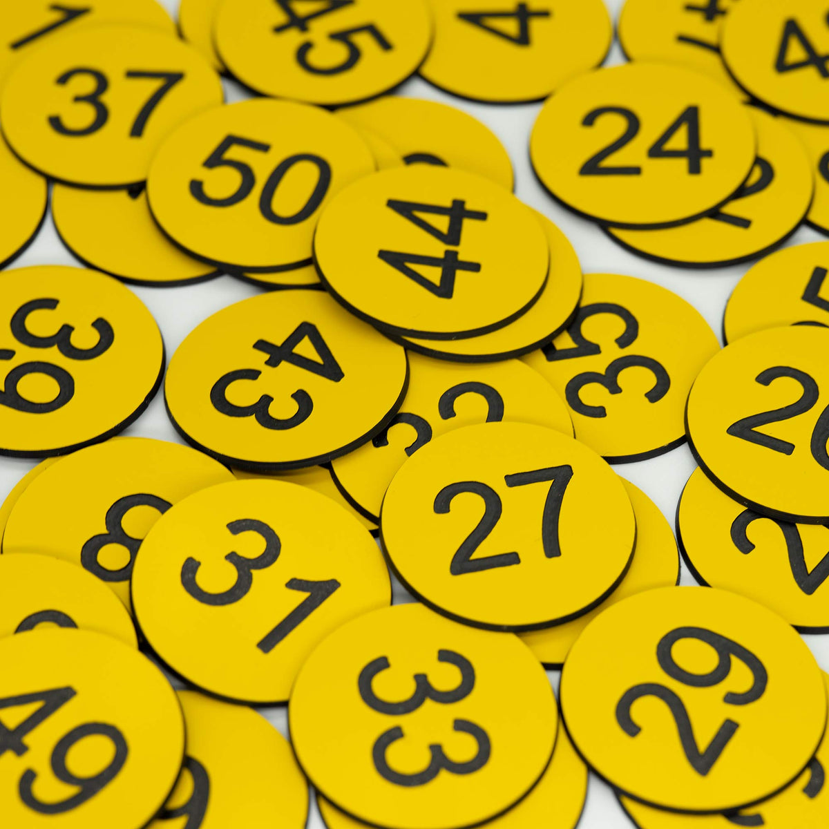 Plastic Number Tags Engraved Numbered Tags Without Hole (101-200, Yellow) 101-200