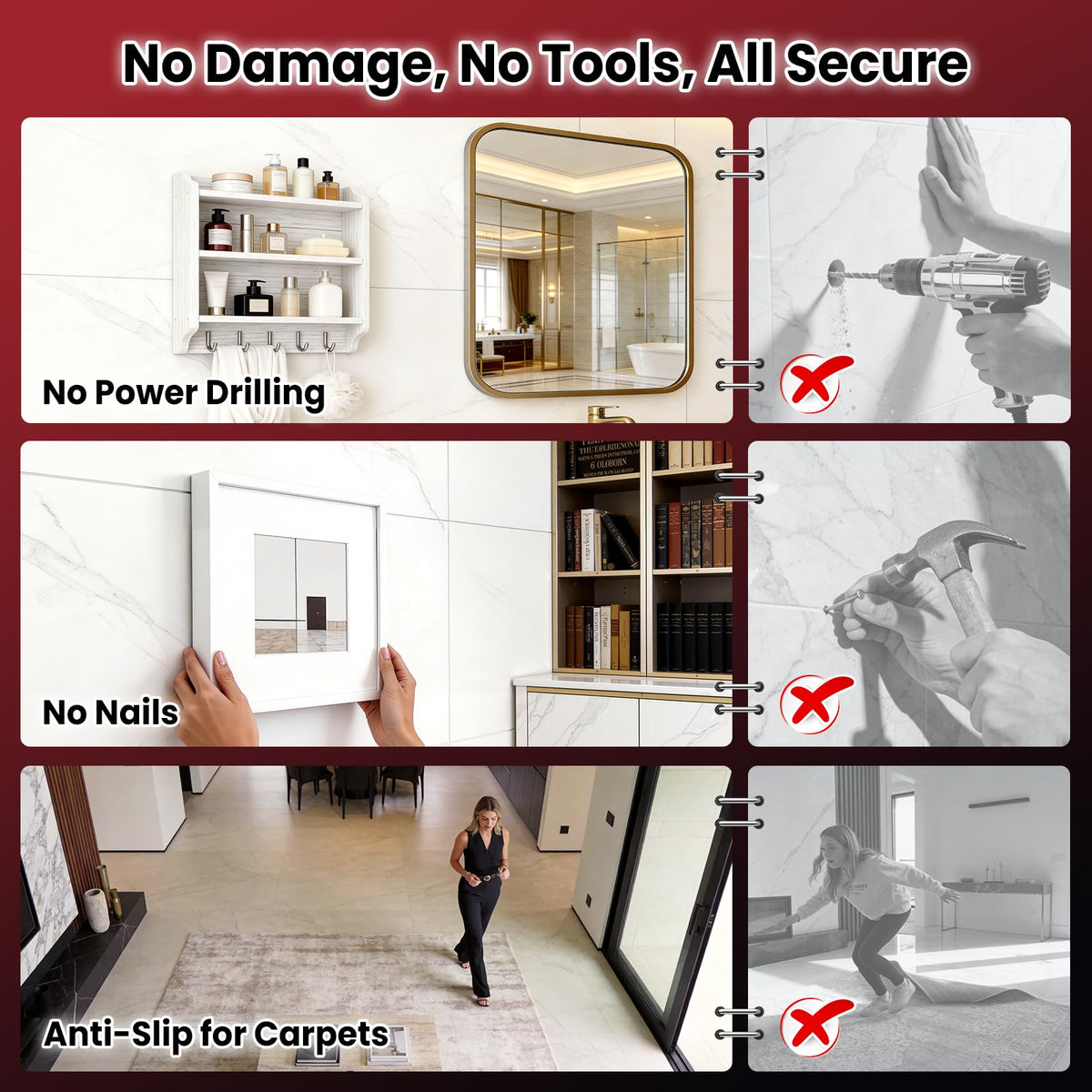 NULTAT Double Sided Tape Heavy Duty, Nano Reusable, Removable, Washable Double Stick Tape for Wall, Multipurpose Clear Adhesive High Temperature Tape 1.18" x 120"(10 Feet) 10 Feet