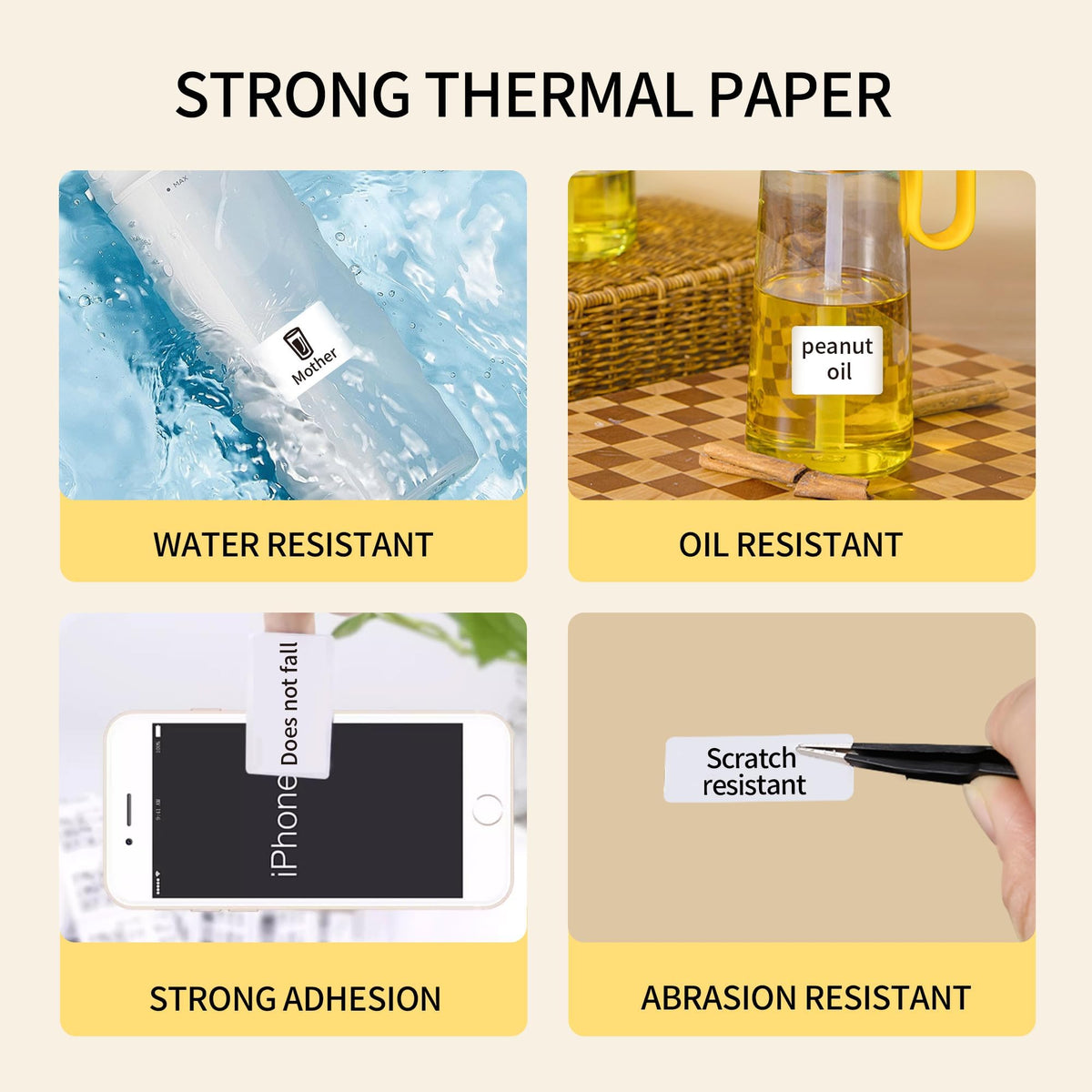 Thermal Labels for M110/M100/M220/M108,1.96”x1.96”(50x50mm) 1.96*1.96 3 rolls