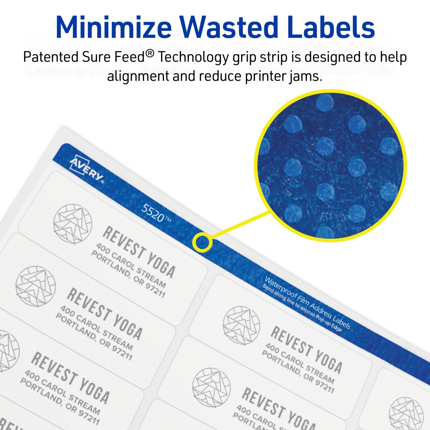 Avery Waterproof Sticker Labels for Printer - 1" x2-5/8 Mailing Labels, Ultrahold Permanent Adhesive, Laser Printers, 1,500 Printable Avery Address Label Sheets (5520) 1500 labels