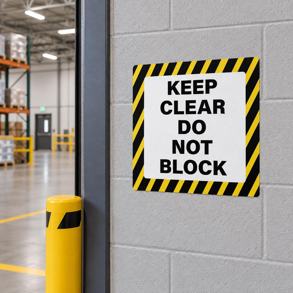 5 Pack Keep Clear Do Not Block Stickers 17 × 17 Inches