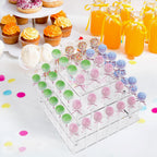 Clear Acrylic Cake Pop Stand Lollipop Display Holder Tower 56 Hole 3 Tiered Candy Tree for Party Decorating Wedding Events Supplies 10 in