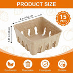 15 Pack Natural Pulp Fiber Berry Basket, Small Vented Produce Baskets