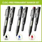Tracer Clog Free Bullet Tip Permanent Markers Kit with Holsters - 3 Pack