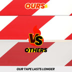 ADHES Hazard Tape Safety Warning Red White Stripe PVC Self Adhesive red and white 2in x 18yd 1