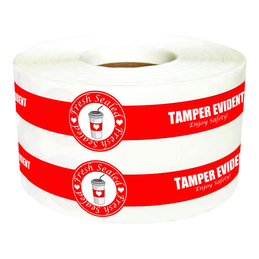 Safe Secure Tamper Evident Seals for Christmas Drink Beverage Lids 1" x 9" Sealed for Freshness Labels Food Delivery Safety Stickers for Coffee Milk Tea Ice Cream Seal 250pcs