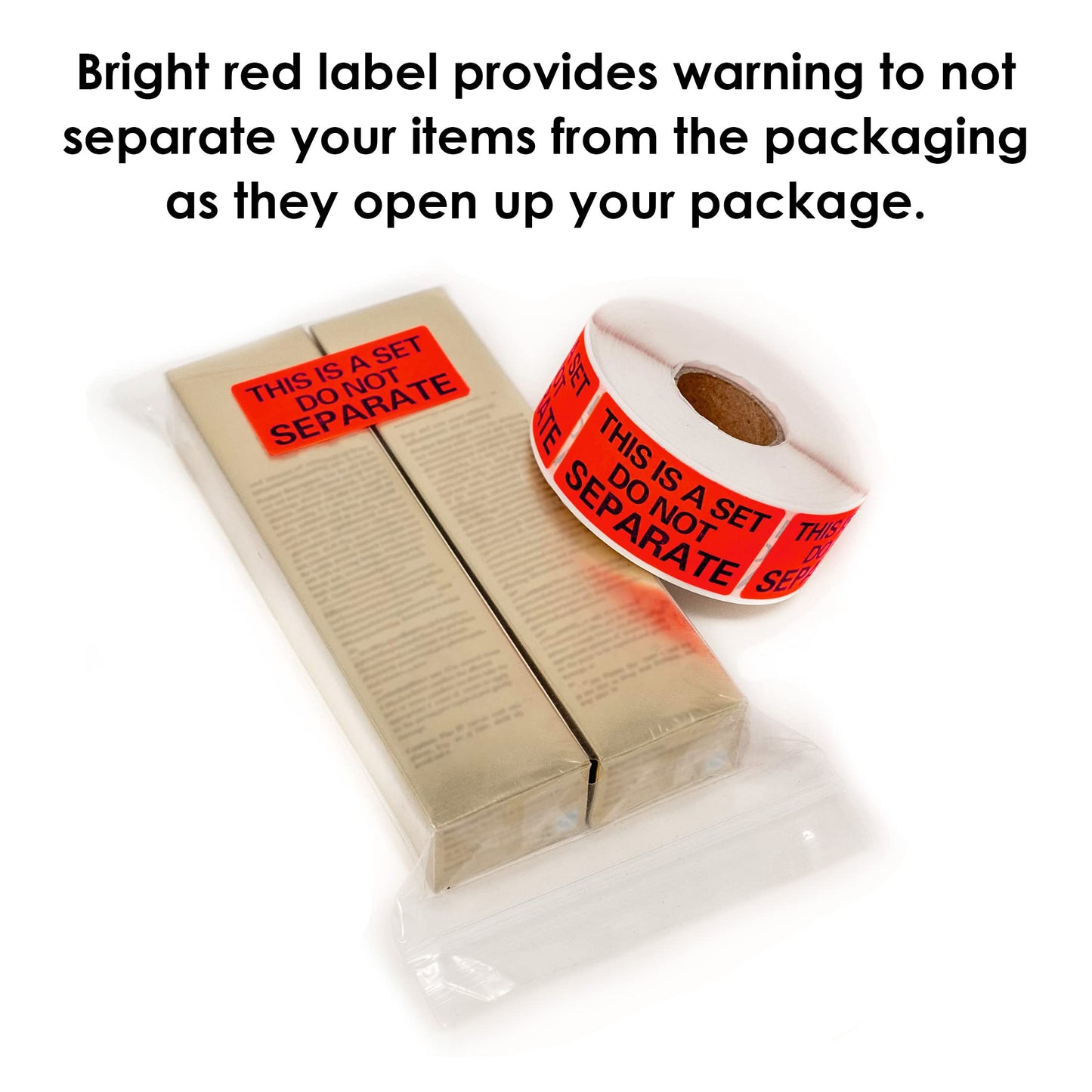 Innovative Haus 5 Rolls/500 Labels (2,500 Total) This is A Set Do Not Separate Stickers. 1" x 2" Self-Adhesive Fluorescent Red. Sold as Set Warning Stickers for Shipping Bundle Sets