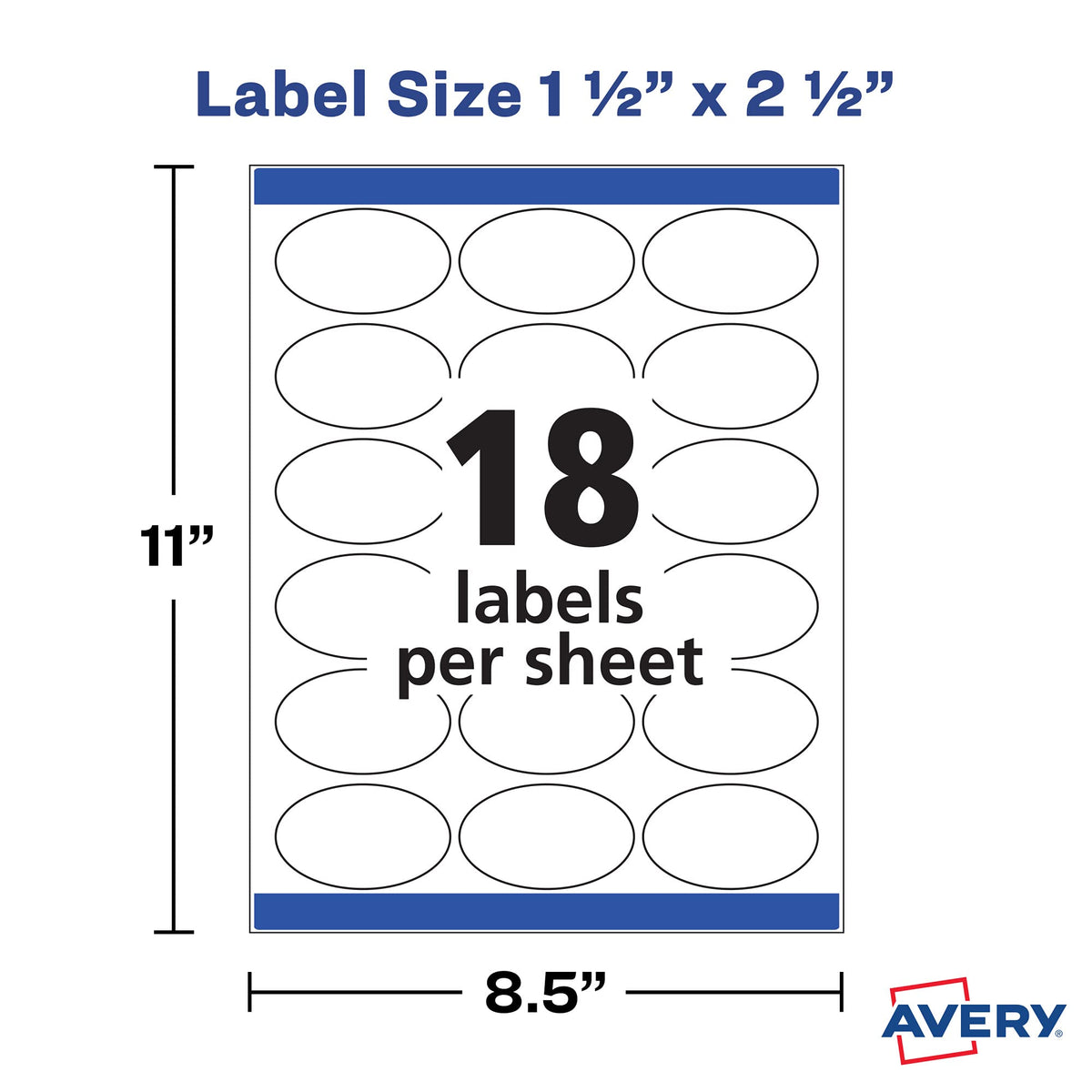 Avery Printable Blank Oval Labels, 1.5" x 2.5", Glossy Crystal Clear, 180 Customizable Labels (22854) 1.5" x 2.5" 180 labels Glossy Clear