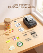 CLABEL 221B Label Printer with 5 Tapes,  2"  Bluetooth Label maker 2 Inch-Black+5roll Printer+5 Roll