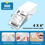 Fuxury Thermal Labels 4x6 500 Labels Fanfold Direct Shipping Label 4x6"-500 Labels