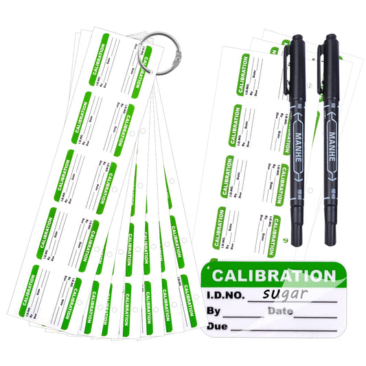 100 Pack 1.75''0.63' Self Laminating Calibration Labels with Marker Pen O Ring Stickers for NIST & ISO-9000 Calibrations Inventory Quality Control Organization