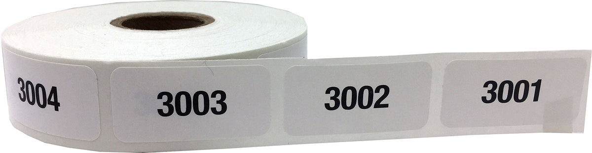 Consecutive Number Labels Bulk Pack Numbers 1 Through 10,000 White/Black .75 x 1.5 Rectangle Small Number Stickers for Inventory