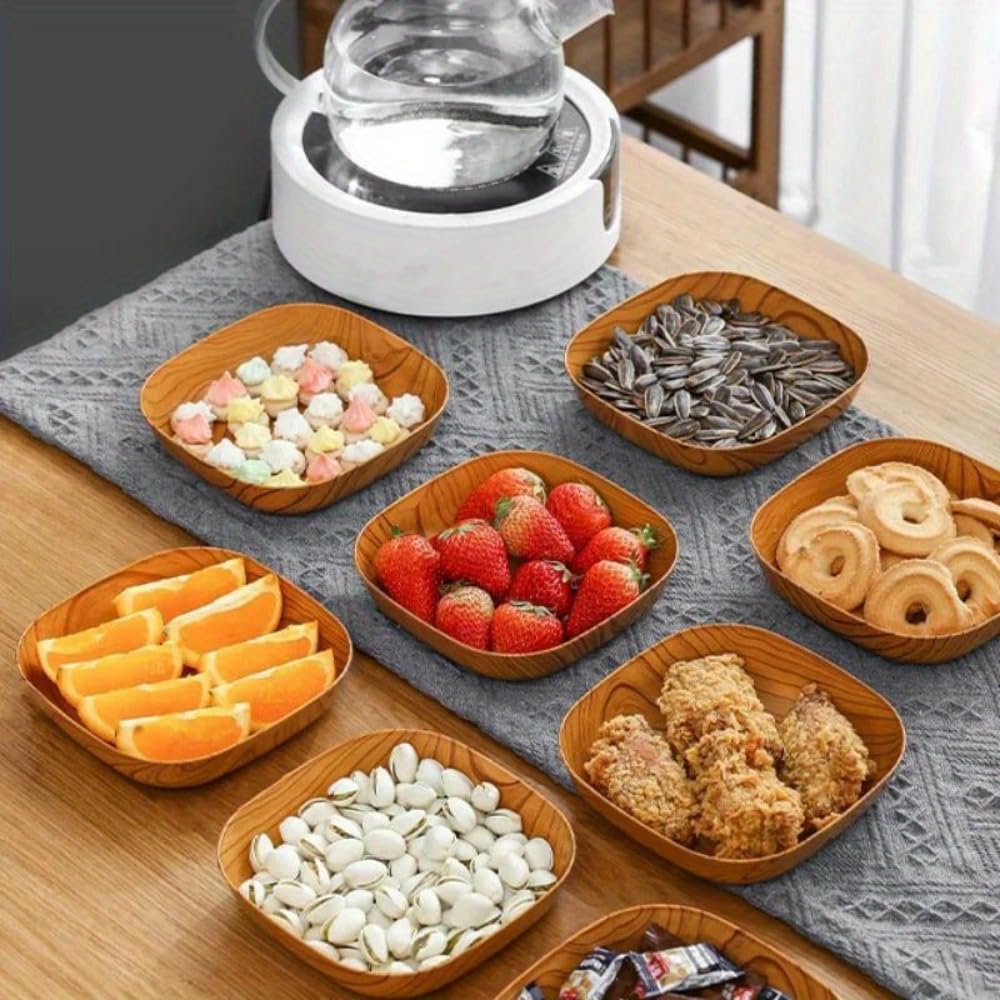 6PCS Wood-grain pattern multi-functional bone-serving dish