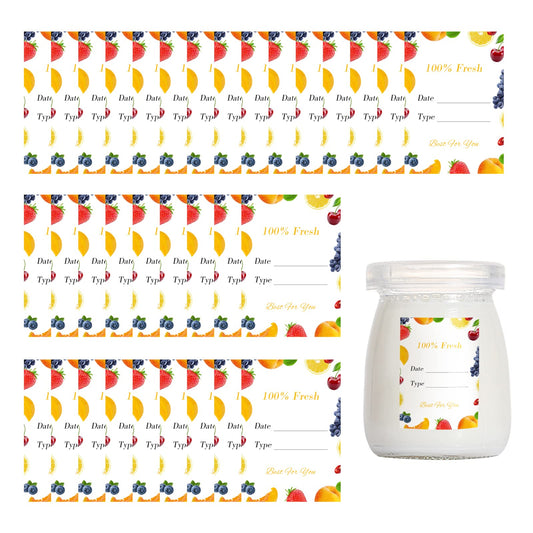 Jar Labels Stickers, 100 PCS Self-Adhesive Labels Milk Pudding Yogurt Bottle Juice Containers and Jars Canning Writable Blank Tags (1.4 * 1.9in)