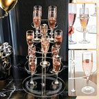 WADORN 3-Tier Clear Acrylic Champagne Tower, Champagne Display Rack Stand with 12 Slots Round Cocktail Stemware Tree Stand Holders for Wedding Celebration Bar Party Cocktails Margarita Cups Display