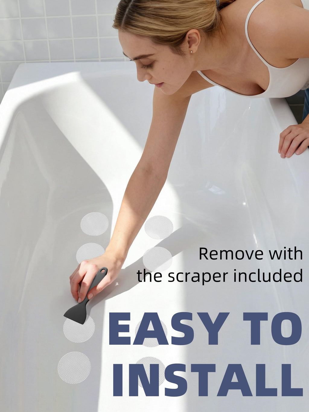 Secopad Round Non Slip Bathtub Stickers with Scraper, 36PCS, Clear 36