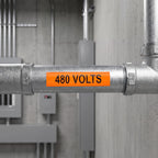 50 Pack 480 Volts Safety Decal, 4" x 1" 50