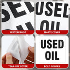 Harloon 100 Pack Adhesive-poly Vinyl Hazardous Waste Label 6 x 6 Inches Used Oil Label, Black and White Hazardous Material Stickers for Industrial, Chemical Safety Compliance (Simple Style) Simple Style