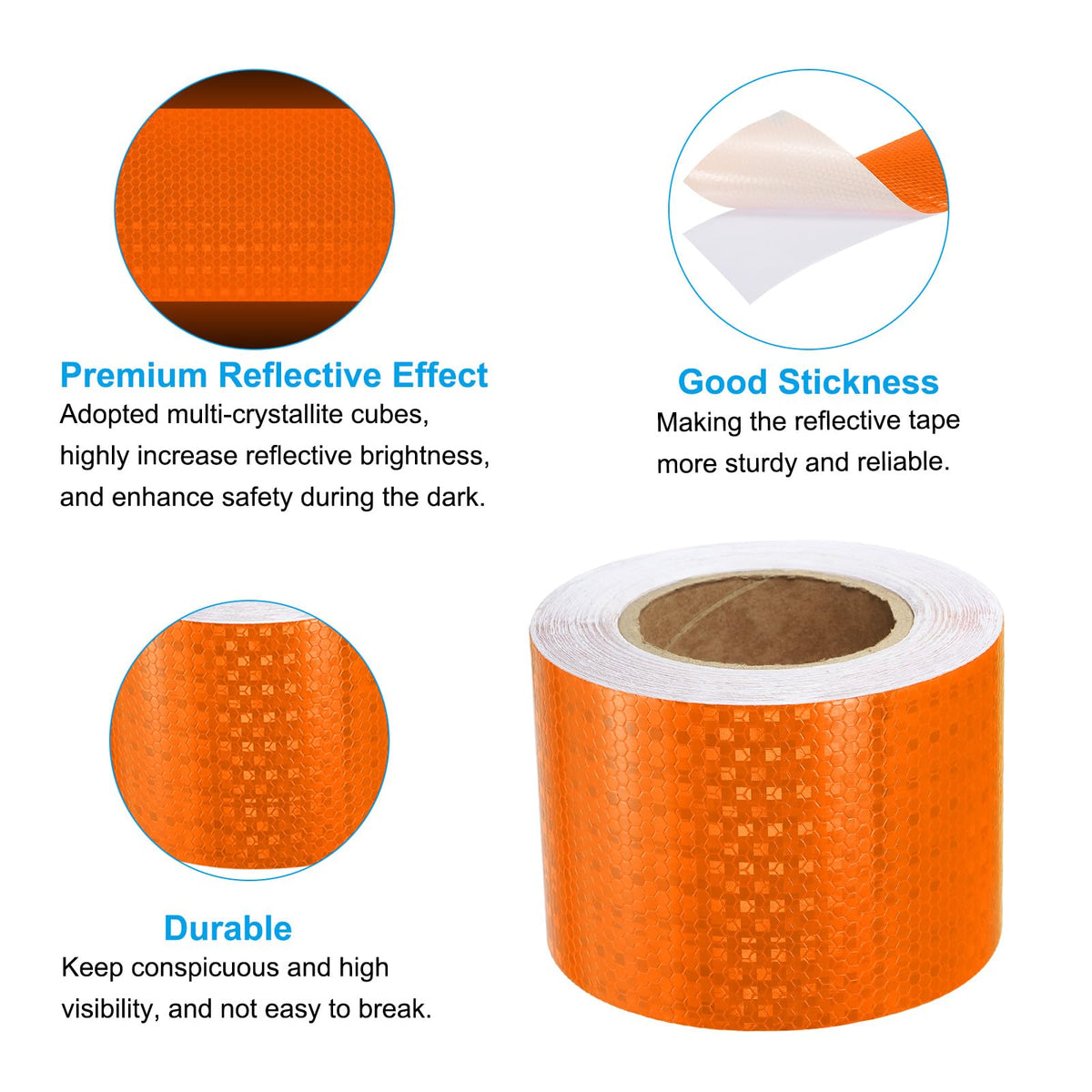 PATIKIL Reflective Tape, 1 Roll 4 Inch x 82 Ft Waterproof Self Adhesive High Visibility Caution Warning Safety Tape Reflector for Trucks Trailers Cars, Orange 4 IN x 82 FT