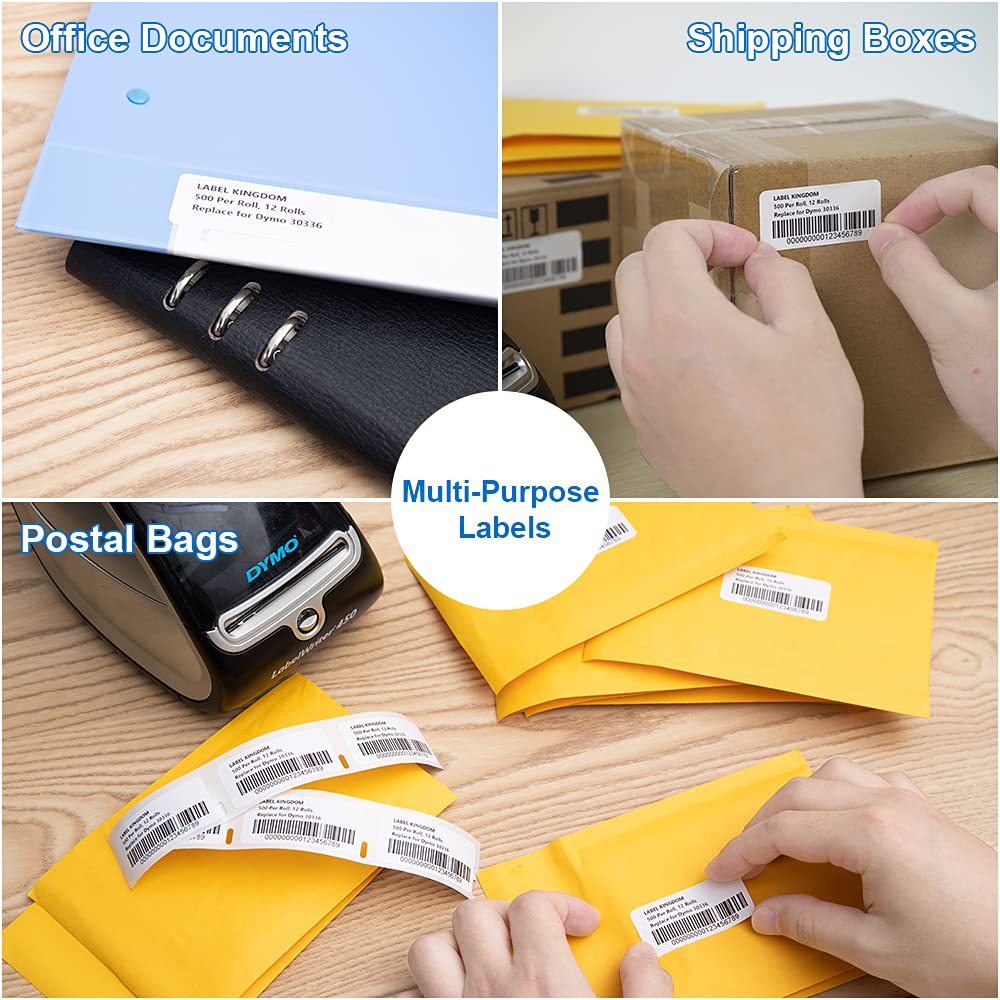 Compatible with DYMO LW 30336 Barcode Label Maker Refill 1" x 2-1/8" White 1" x 2-1/8" 4