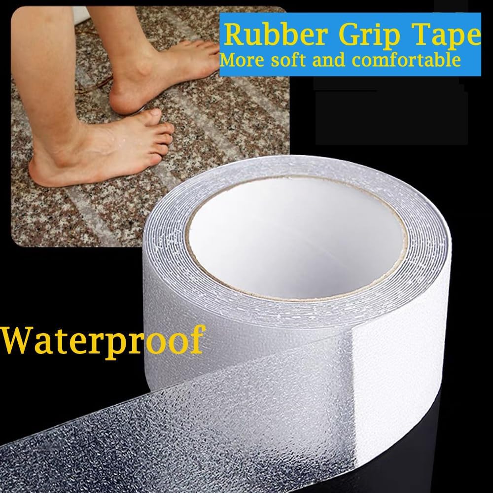 Transparent Anti Slip Rubber Tape, 2inch x 20 feet Ultra-Thin Strong Waterproof, Heat-Resistant and wear-Resistant pad, Soft, Suitable for Barefoot