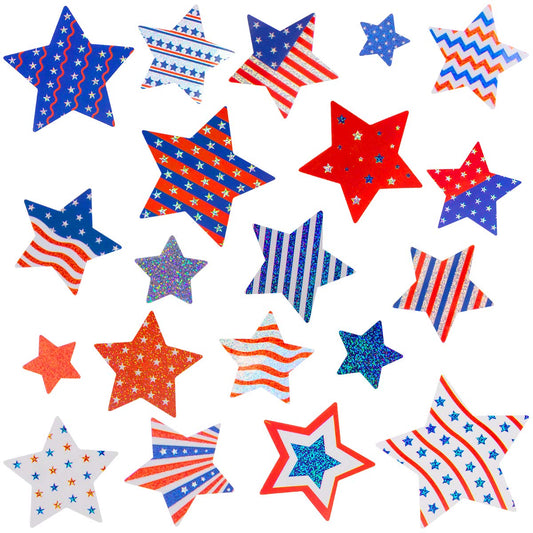 Patriotic Sticker 4th of July Stars Metallic Red, White & Blue Star 80 Pcs