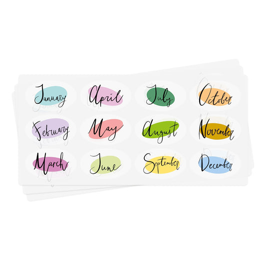 easykart labels 240 Labels Month Stickers 12 Months of The Year Color Coding Clear Label Oval Stickers Month Labels Self Adhesive Stickers 12 Labels Per Sheet Multi Colors 2 Inch (20 Sheets)