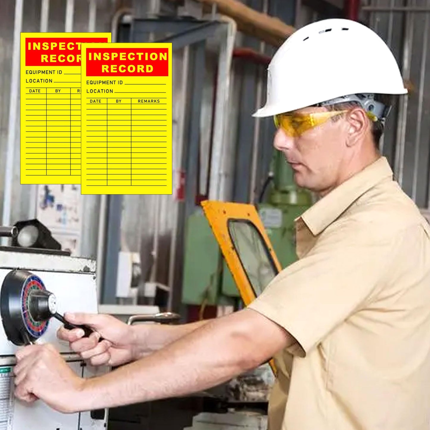 Safety Inspection Tags - 100Pcs Yearly Maintenance Labels - Industrial Quality Control Stickers