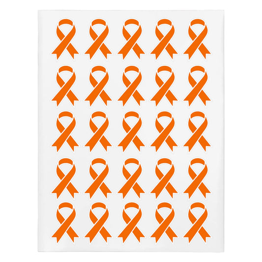 300 Ribbon Labels - TUCO DEALS (2.20 x 1.60 inch) Orange Awareness Ribbon Labels Stickers for Disease/Cancer/Hunger/Racial Tolerance Awareness - 1 Pack