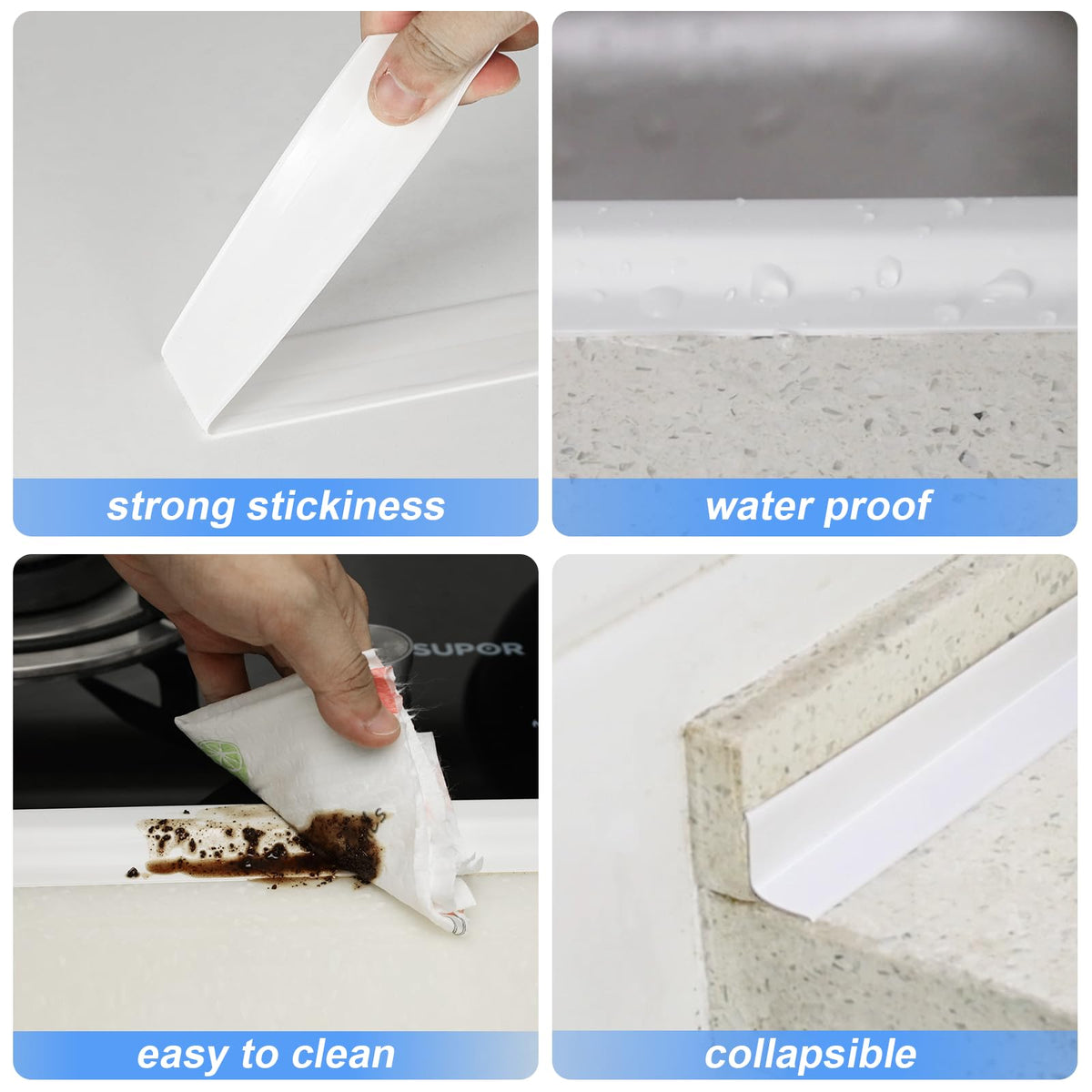 Caulk Strip, 2 Pack 1.5' x 10.5Ft Caulk Strip for Bathtub Self Adhesive Caulk Tape Caulking Sealing Tape for Kitchen Countertop,Sink,Bathroom,Toilet,and Bathtub Floor Wall Edge Protector 2 Rolls